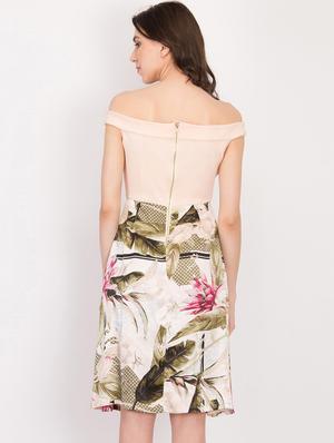 off shoulder floral a-line dress - 17033869 - Standard Image - 3
