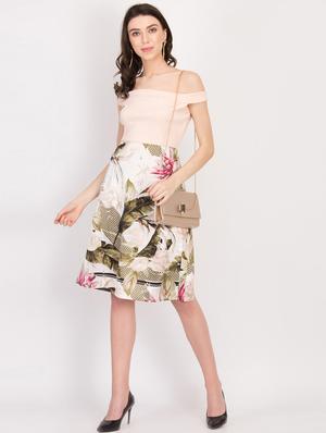 off shoulder floral a-line dress - 17033869 - Standard Image - 4