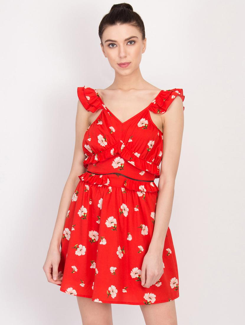 ruffle detail floral a-line dress - 17033890 - Zoom Image - 1