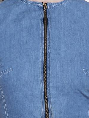 front zipper denim dress - 17033907 - Standard Image - 6