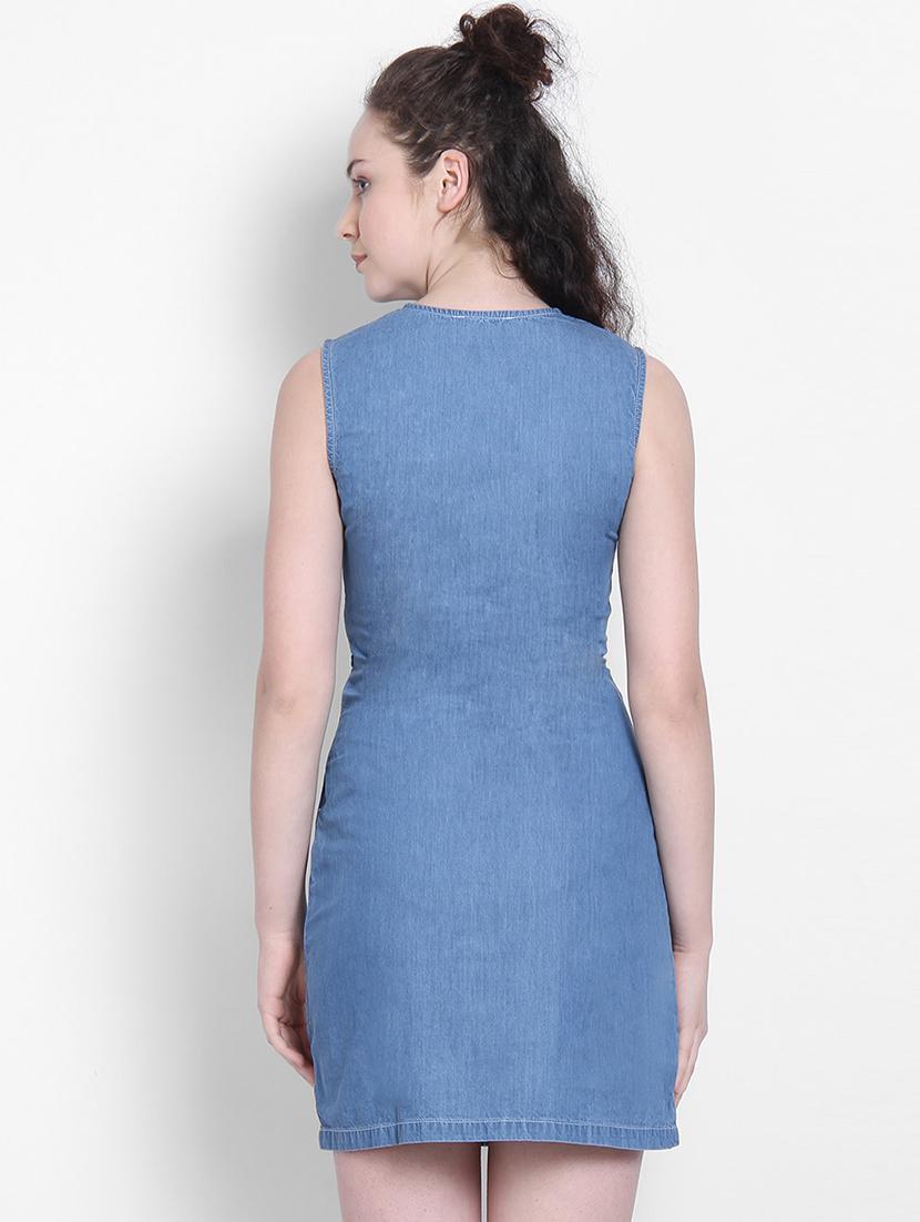 front zipper denim dress - 17033907 - Zoom Image - 3