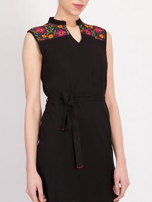 tie front embroidered detail sheath dress - 17033922 - Standard Image - 5