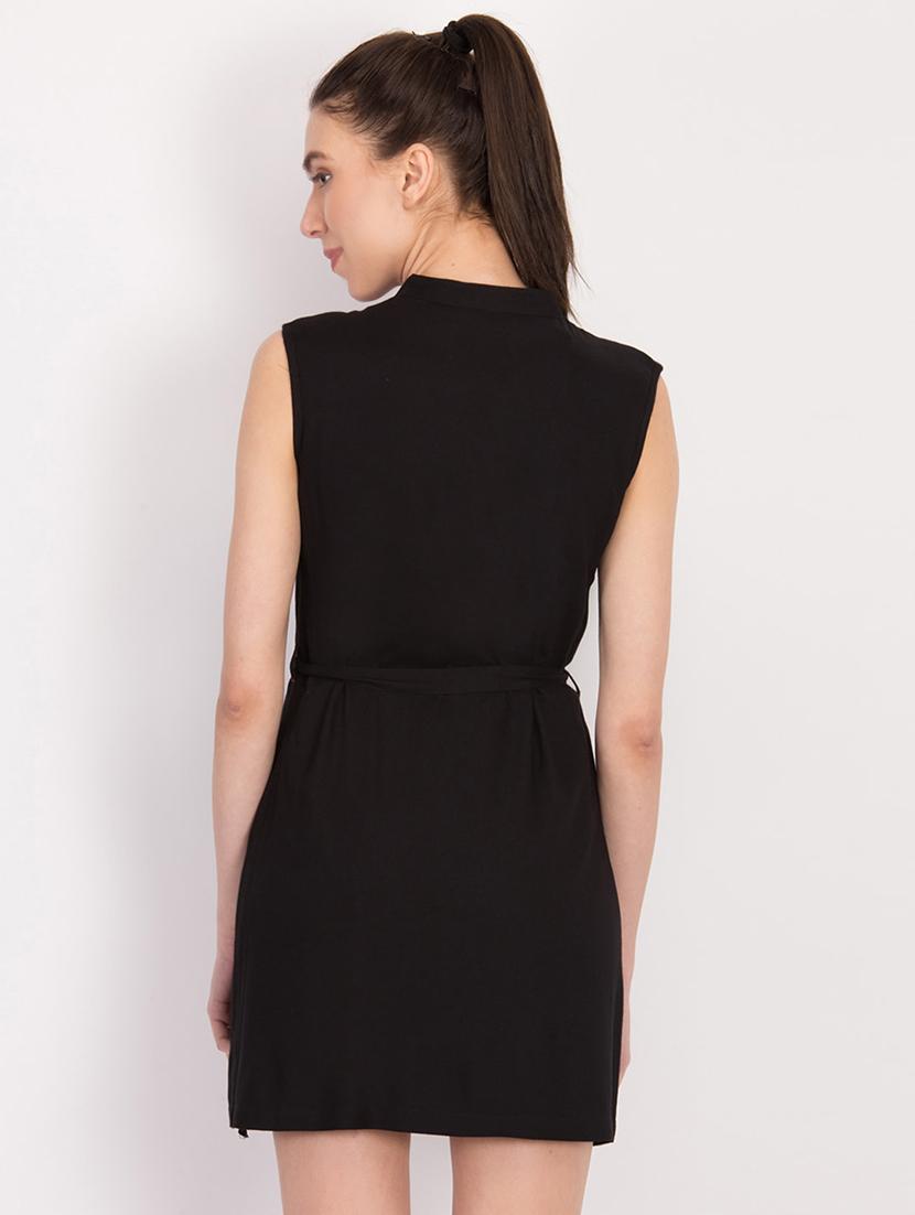 tie front embroidered detail sheath dress - 17033922 - Zoom Image - 3