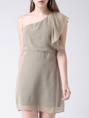 single shoulder a-line dress - 17033924 - Standard Image - 5