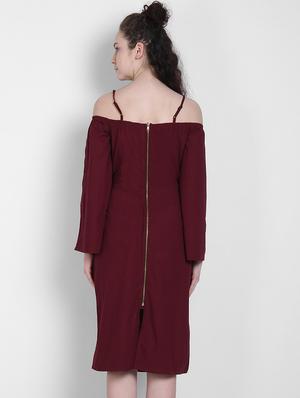 slit sleeves solid sheath dress - 17033952 - Standard Image - 3