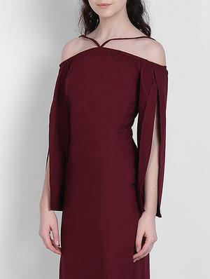 slit sleeves solid sheath dress - 17033952 - Standard Image - 5