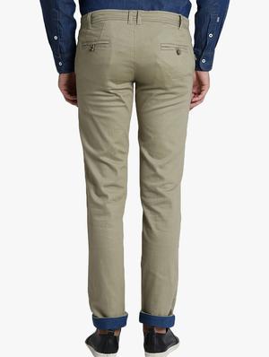 green solid flat front casual trouser - 17034027 - Standard Image - 3