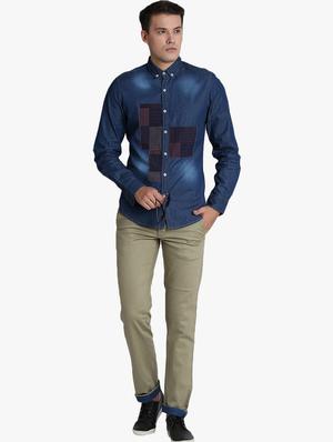 green solid flat front casual trouser - 17034027 - Standard Image - 4