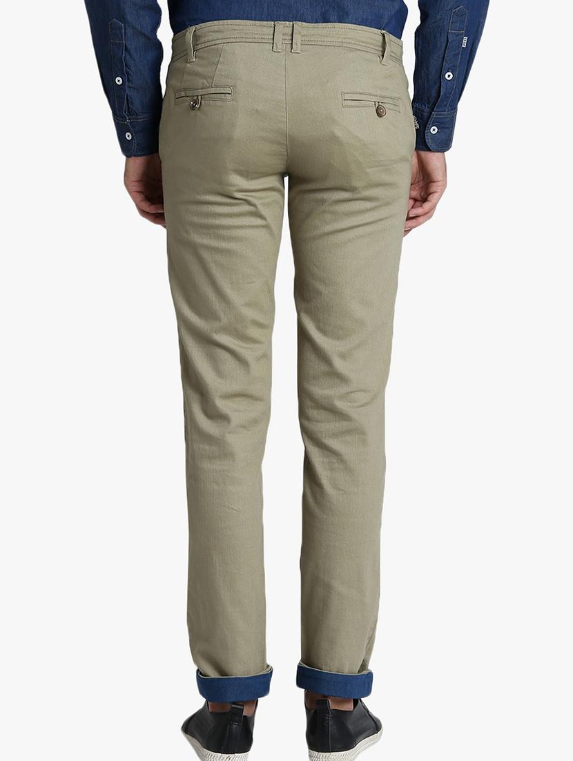 green solid flat front casual trouser - 17034027 - Zoom Image - 3