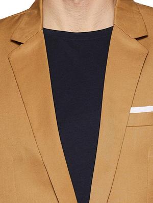 brown solid casual blazer - 17034609 - Standard Image - 3