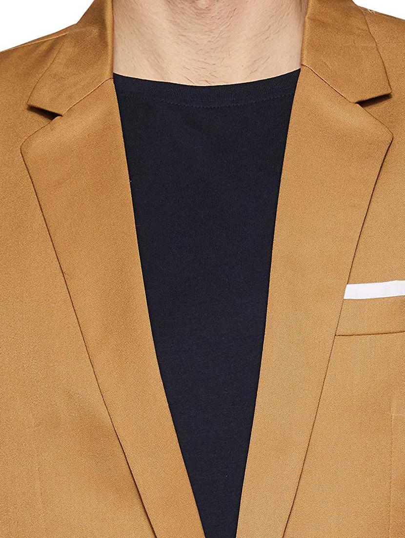brown solid casual blazer - 17034609 - Zoom Image - 3