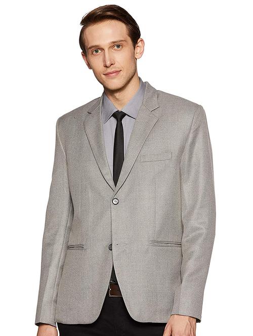 grey solid formal blazer - 17034621 - Standard Image - 1