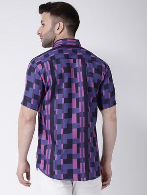 blue geometric print casual shirt - 17034798 - Standard Image - 3