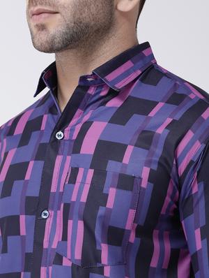 blue geometric print casual shirt - 17034798 - Standard Image - 5