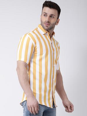 yellow striped casual shirt - 17034799 - Standard Image - 2