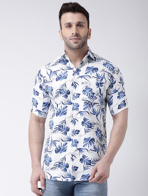 white tropical print casual shirt - 17034802 - Standard Image - 1