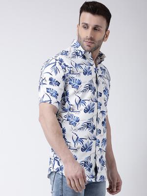 white tropical print casual shirt - 17034802 - Standard Image - 2