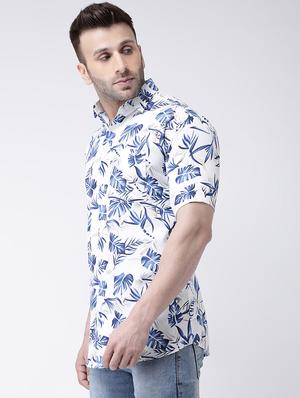 white tropical print casual shirt - 17034802 - Standard Image - 3