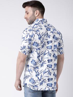 white tropical print casual shirt - 17034802 - Standard Image - 4