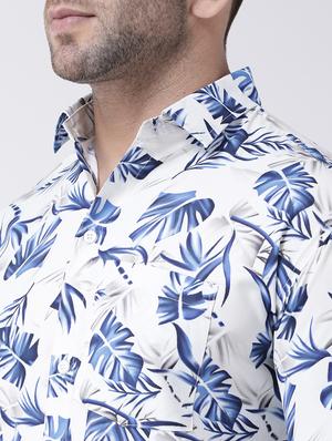 white tropical print casual shirt - 17034802 - Standard Image - 5