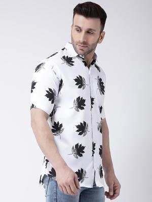 white tropical print casual shirt - 17034804 - Standard Image - 2