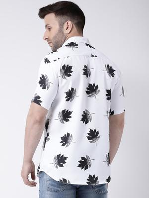 white tropical print casual shirt - 17034804 - Standard Image - 3