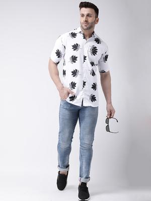 white tropical print casual shirt - 17034804 - Standard Image - 4