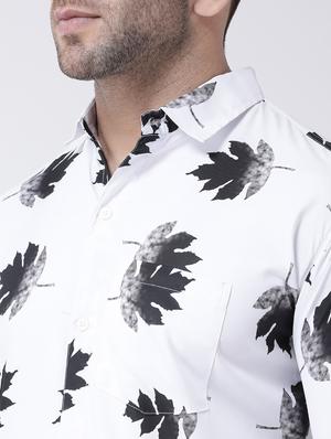 white tropical print casual shirt - 17034804 - Standard Image - 5