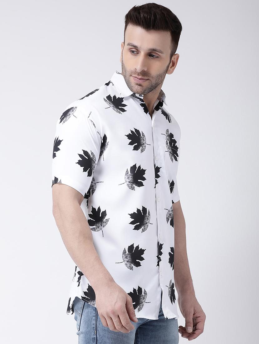 white tropical print casual shirt - 17034804 - Zoom Image - 2