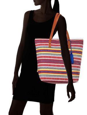 multi colored canvas regular tote - 17034809 - Standard Image - 6
