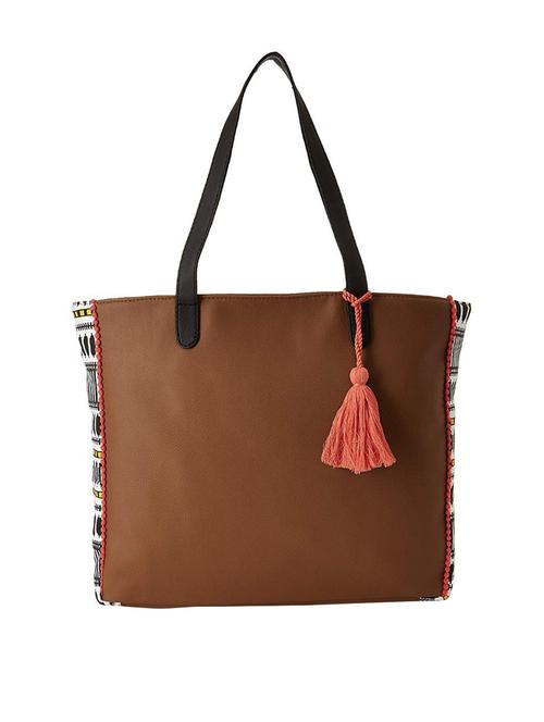 brown leatherette (pu) regular tote - 17034861 - Standard Image - 1