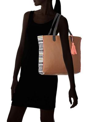 brown leatherette (pu) regular tote - 17034861 - Standard Image - 5