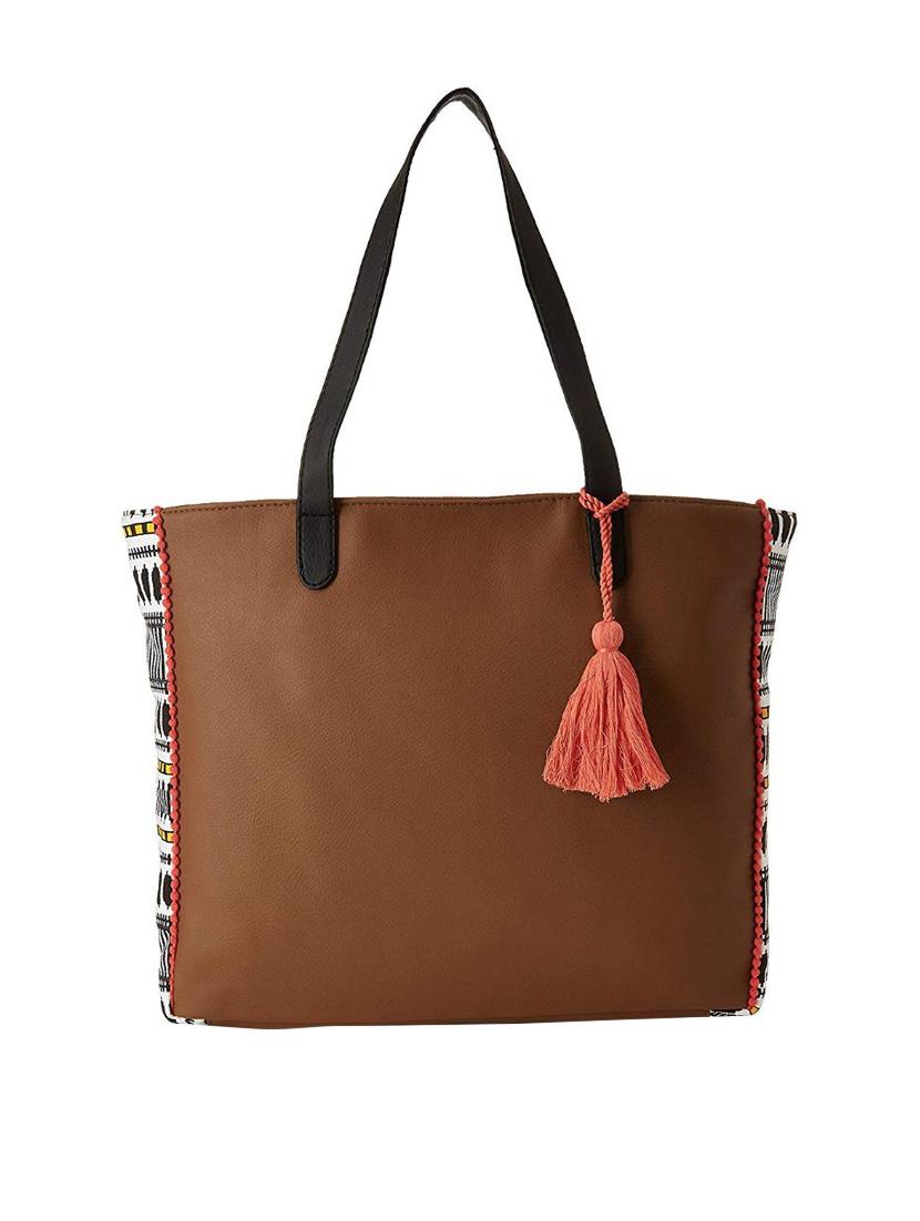brown leatherette (pu) regular tote - 17034861 - Zoom Image - 1