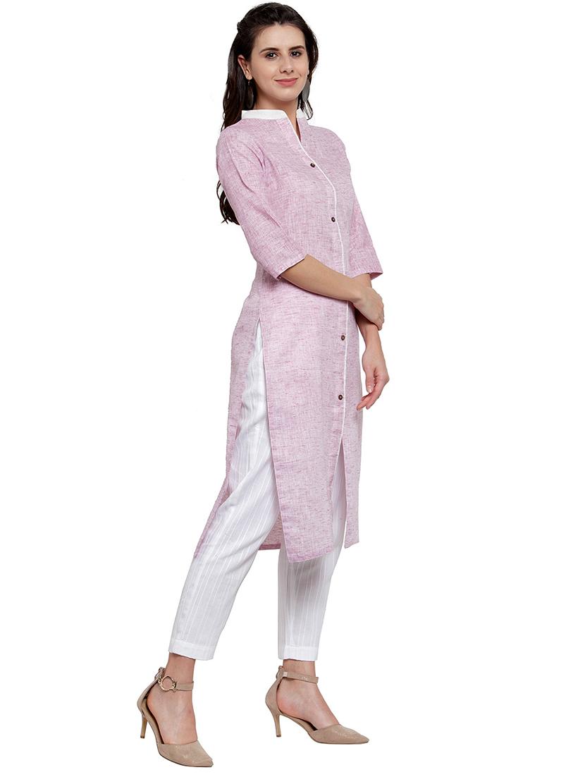 solid textured straight kurta - 17035601 - Zoom Image - 2