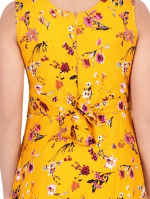 yellow crepe fit & flare dress - 17035648 - Standard Image - 4