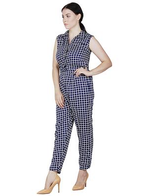 shirt collar checkered jumpsuit - 17035651 - Standard Image - 2
