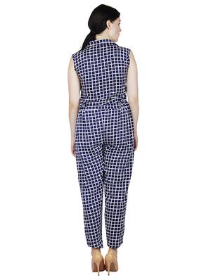 shirt collar checkered jumpsuit - 17035651 - Standard Image - 3