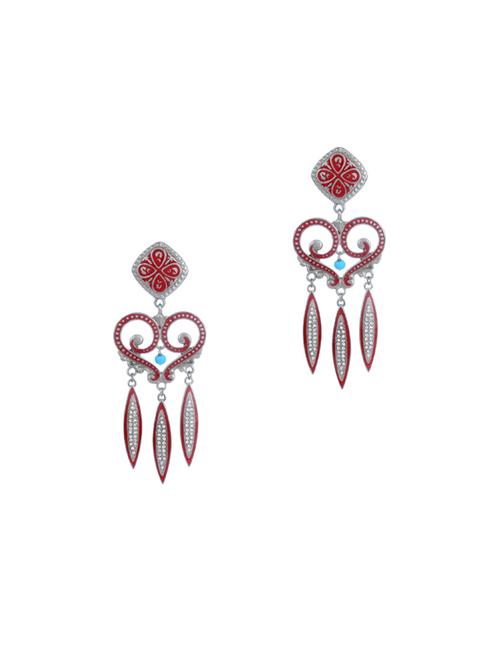 red metal drop earring - 17041105 -  Standard Image - 0