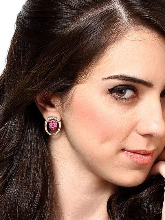 pink metal studs earring - 17041139 - Zoom Image - 2