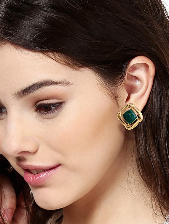 green metal studs earring - 17041203 - Zoom Image - 2