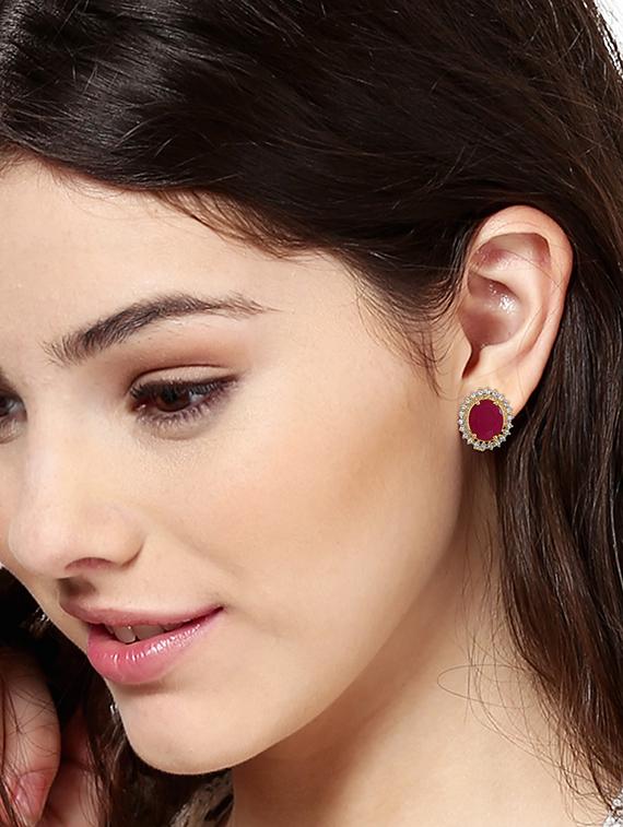 red gold tone metal studs earring - 17041488 - Zoom Image - 2