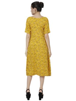 round neck printed a-line dress - 17059279 - Standard Image - 4