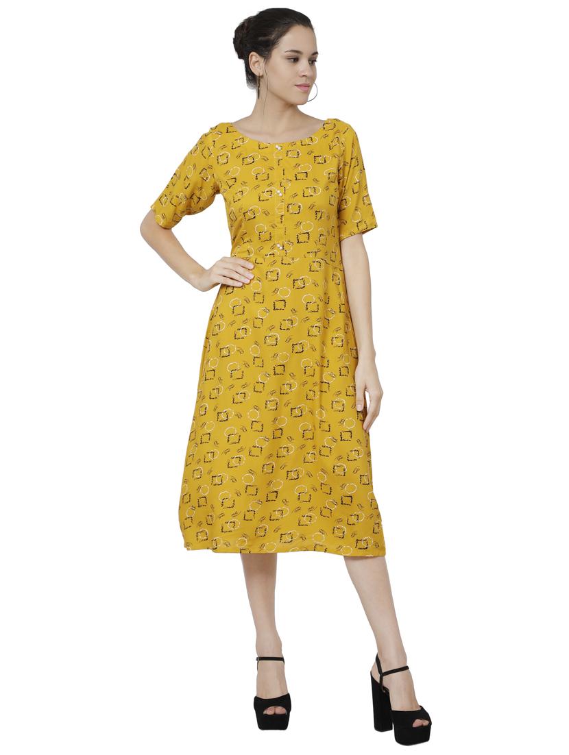 round neck printed a-line dress - 17059279 - Zoom Image - 2