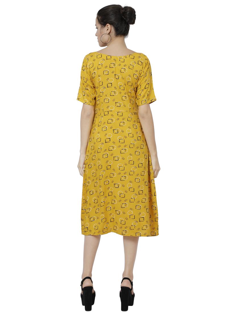 round neck printed a-line dress - 17059279 - Zoom Image - 4
