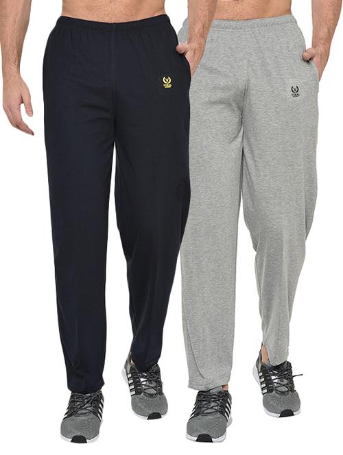 navy blue and grey solid track pants combo - 17059335 - Standard Image - 1