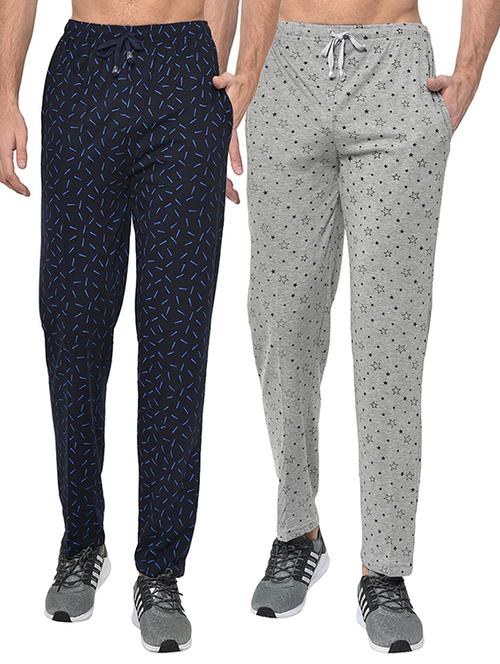 black and grey printed track pant - 17059398 - Standard Image - 1