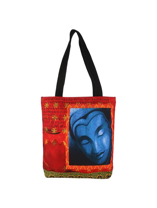 multi colored canvas ethnic shopping bag - 17060198 - Standard Image - 1