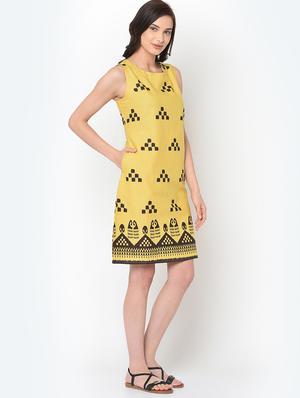 printed a-line ethnic dress - 17060712 - Standard Image - 2