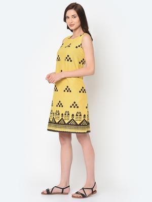 printed a-line ethnic dress - 17060712 - Standard Image - 3