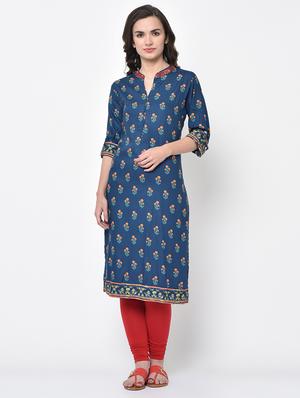 printed straight kurta - 17060731 - Standard Image - 2